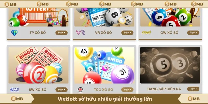 Vietlott sở hữu nhiều giải thưởng lớn
